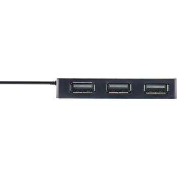 Preview: InLine® USB 2.0 Hub, 4 Port, schwarz, mit USB DC Kabel, Kabel 30cm