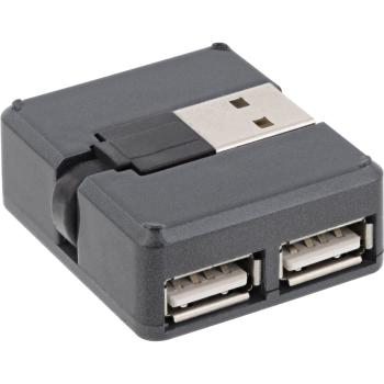 Preview: InLine® USB 2.0 4-Port Hub, USB-A Stecker auf 4x USB-A Buchse, Kabel 4cm