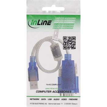 Preview: InLine® USB zu Seriell Adapterkabel mit Ferrit, Stecker A an 9pol Sub D Stecker