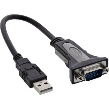 InLine® USB 2.0 zu Seriell Adapterkabel, USB A an 9pol Sub D Stecker, 0,25m