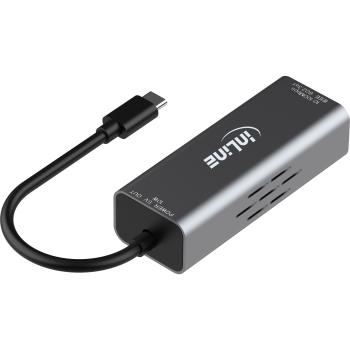 Preview: InLine® USB-C zu RJ45 PoE-Adapter, mit Überspannungsschutz