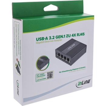 Preview: InLine® USB-A 3.2 Gen.1 zu 4x RJ45 Gigabit Ethernet Adapter