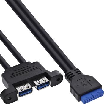 InLine® USB 3.2 Gen.1 Kabel, Mainboard intern zu 2x USB-A Buchse, 0,45m