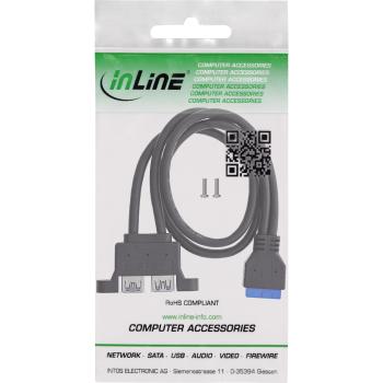 Preview: InLine® USB 3.2 Gen.1 Kabel, Mainboard intern zu 2x USB-A Buchse, 0,45m