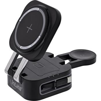 InLine® 3in1 Wireless Charger, 15W Qi MagSafe kompatibel, 0,8m Kabel