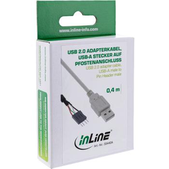 Preview: InLine® USB 2.0 Adapterkabel, Stecker A auf Pfostenanschluss, 0,40m
