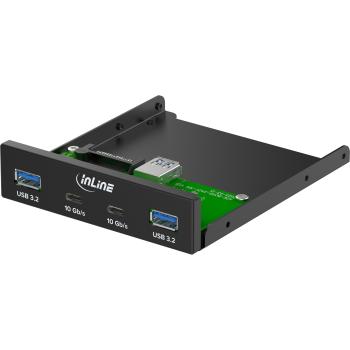 Preview: InLine® 3,5" Front Panel, 2x USB-A + 2x USB-C, 10 Gb/s, Metall, schwarz