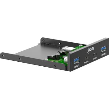 InLine® 3,5" Front Panel, 2x USB-A + 2x USB-C, 10 Gb/s, Metall, schwarz