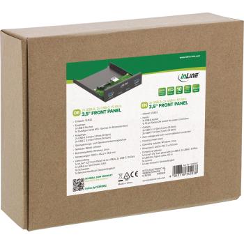 InLine® 3,5" Front Panel, 2x USB-A + 2x USB-C, 10 Gb/s, Metall, schwarz