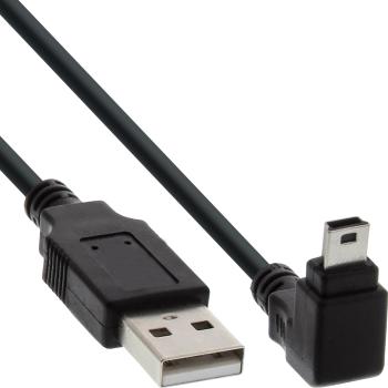 InLine® USB 2.0 Mini-Kabel, ST A/Mini-B ST 5pol, unten abgew. 90°, schwarz, 0,3m