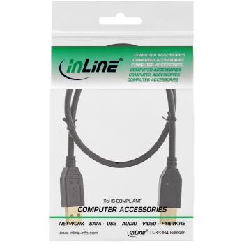 Preview: InLine® USB 2.0 Kabel, A an A, schwarz, Kontakte gold
