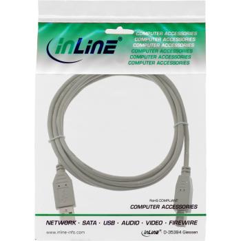 Preview: InLine® USB 2.0 Kabel, A an B, beige