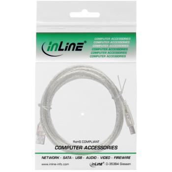 Preview: InLine® USB 2.0 Kabel, A an B, transparent