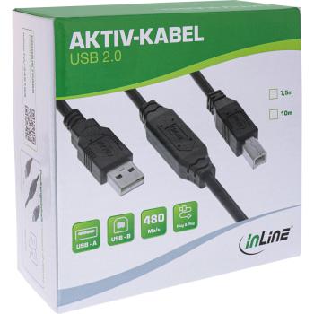 InLine® USB 2.0 Aktiv-Kabel, USB-A Stecker zu USB-B Stecker