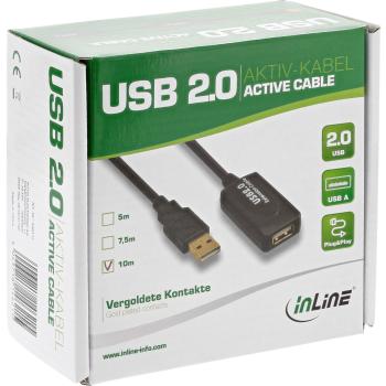 InLine® USB 2.0 Aktiv-Verl., mit Signalverstärkung "Repeater", ST A / BU A