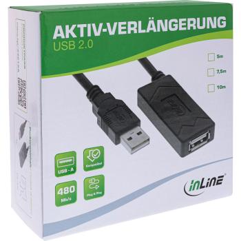 InLine® USB 2.0 Aktiv-Verlängerung, USB-A Stecker/Buchse