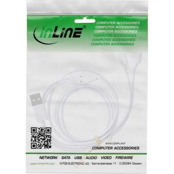 Preview: InLine® USB 2in1 Y-Ladekabel, 1x USB-A Stecker an 2x USB-C Stecker, weiß, 0,5m