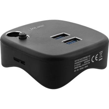Preview: InLine® USB 3.0 Multiadapter, 2xUSB-A, RJ45, SD/MicroSD Cardreader, schwarz