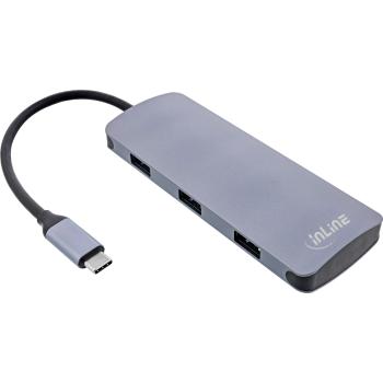 Preview: InLine® USB 3.2 Gen.2 Hub, 4x USB-C + 3x USB-A, PD 100W, Aluminium, grau