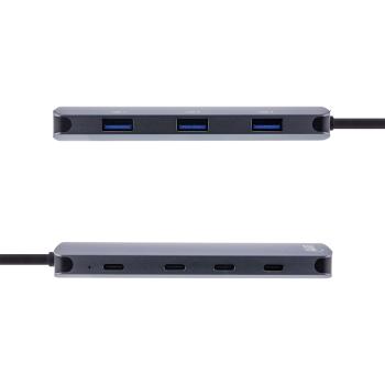 Preview: InLine® USB 3.2 Gen.2 Hub, 4x USB-C + 3x USB-A, PD 100W, Aluminium, grau