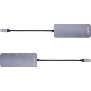 Preview: InLine® USB 3.2 Gen.2 Hub, 4x USB-C + 3x USB-A, PD 100W, Aluminium, grau
