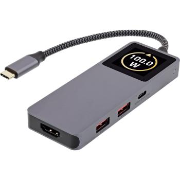 InLine® USB 3.2 Gen.2 Hub, 3x USB-C, 2x USB-A, HDMI 4K, PD 100 W, Display, grau