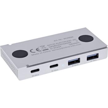 Preview: InLine® 4-Port Magnetic USB Hub, 2x USB-C, 2x USB-A, 10Gb/s, Aluminiumgehäuse