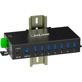 Preview: InLine® USB 3.2 Gen.1 Industrie-Hub, 7 Port, Aluminiumgehäuse, mit Netzteil