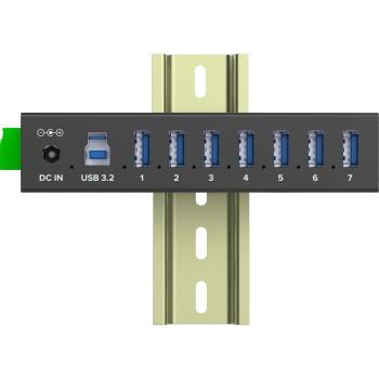 Preview: InLine® USB 3.2 Gen.1 Industrie-Hub, 7 Port, Aluminiumgehäuse, mit Netzteil