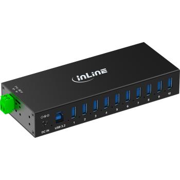 Preview: InLine® USB 3.2 Gen.1 Industrie-Hub, 10 Port, Aluminiumgehäuse, mit Netzteil