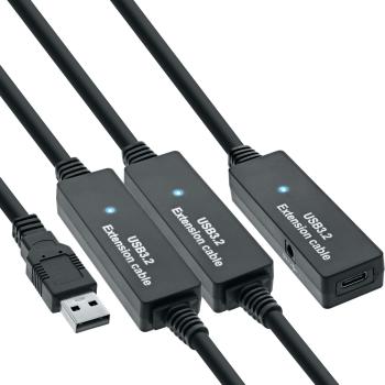 InLine® USB 3.2 Gen.1 Aktiv-Verlängerung, USB-A Stecker an USB-C Buchse, 15m