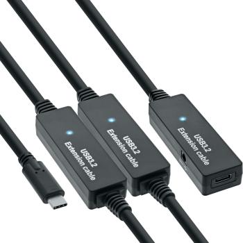 InLine® USB 3.2 Gen.1 Aktiv-Verlängerung, USB-C Stecker an USB-C Buchse, 15m