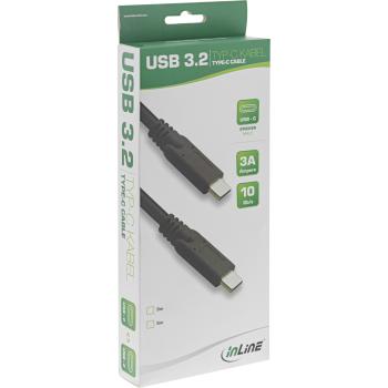 Preview: InLine® USB 3.2 Gen.1x2 Kabel, USB-C Stecker/Stecker, schwarz, 3m