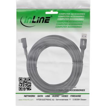 Preview: InLine® USB 3.2 Gen.1 Kabel, USB-C St gewinkelt - USB-A St für VR, schwarz, 5m