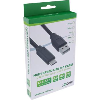 InLine® USB 2.0 Kabel, USB-C Stecker an A Stecker, schwarz
