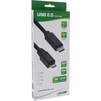 InLine® USB 2.0 Kabel, USB-C Stecker an Micro-B, schwarz