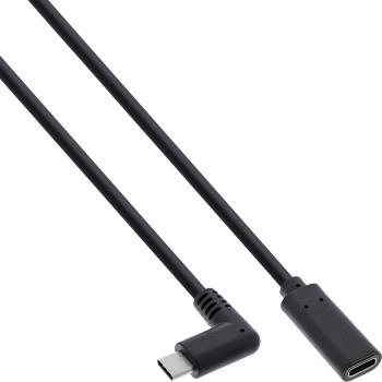 InLine® USB 3.2 Gen.1x2 Kabel, USB-C Verl., ST gewink. auf BU, schwarz 1,5m