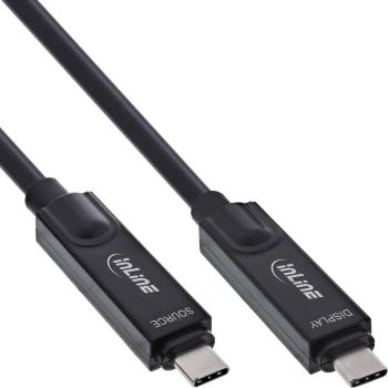 InLine® USB 3.2 Gen.2 AOC Kabel, USB-C Stecker/Stecker, 8K60Hz, 60W, schwarz, 3m