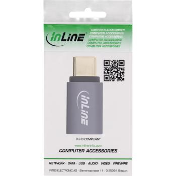 Preview: InLine® USB4 Adapter, USB-C Stecker/Buchse, Alu, grau