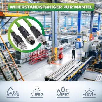 Preview: InLine® Industrie Netzwerkkabel, M12 8-pin X-kodiert St. zu RJ45 St., Cat.6A