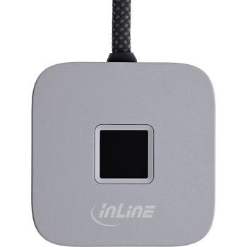 Preview: InLine® USB Fingerabdruckscanner mit Hub, Windows Hello kompatibel 1,5m silber