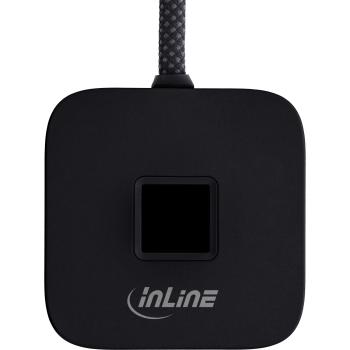 Preview: InLine® USB Fingerabdruckscanner mit Hub, Windows Hello kompatibel 1,5m schwarz