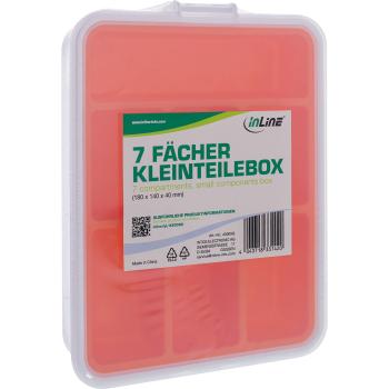 Preview: InLine® Kleinteilebox, 7 Fächer, Abmessungen: 180x140x40mm, orange