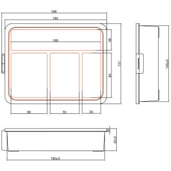Preview: InLine® Kleinteilebox, 4 Fächer, Abmessungen: 180x140x40mm, orange