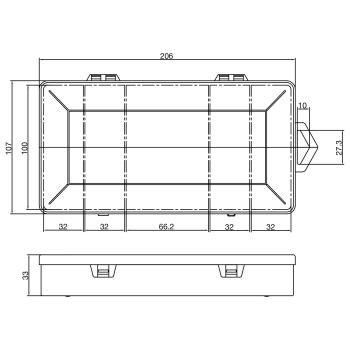 Preview: InLine® Kleinteilebox, 5 Fächer, Abmessungen: 206x107x33mm, transparent