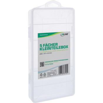 Preview: InLine® Kleinteilebox, 5 Fächer, Abmessungen: 206x107x33mm, transparent