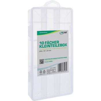 Preview: InLine® Kleinteilebox, 10 Fächer, Abmessungen: 206x107x33mm, transparent
