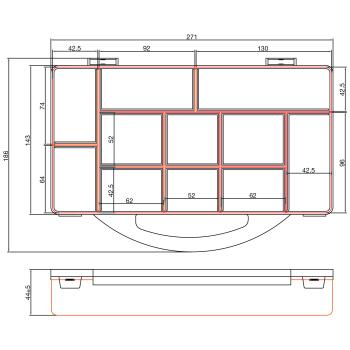 Preview: InLine® Kleinteilebox, 11 Fächer, Abmessungen: 271x186x40mm, orange