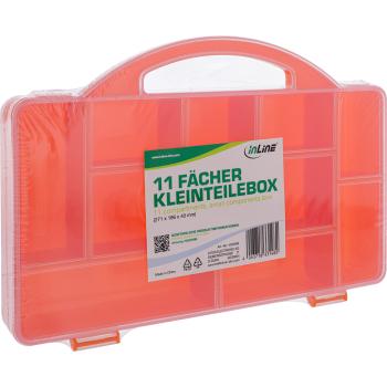 Preview: InLine® Kleinteilebox, 11 Fächer, Abmessungen: 271x186x40mm, orange