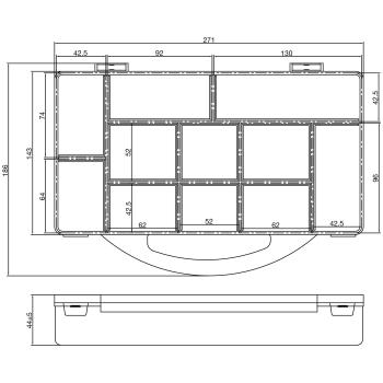 Preview: InLine® Kleinteilebox, 11 Fächer, Abmessungen: 271x186x40mm, transparent